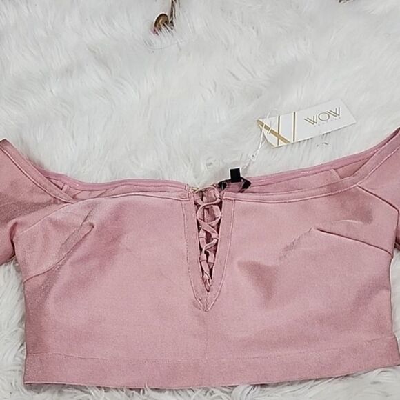 Euro Summer Size L Corset Front Crop Top NWT - Picture 3 of 7